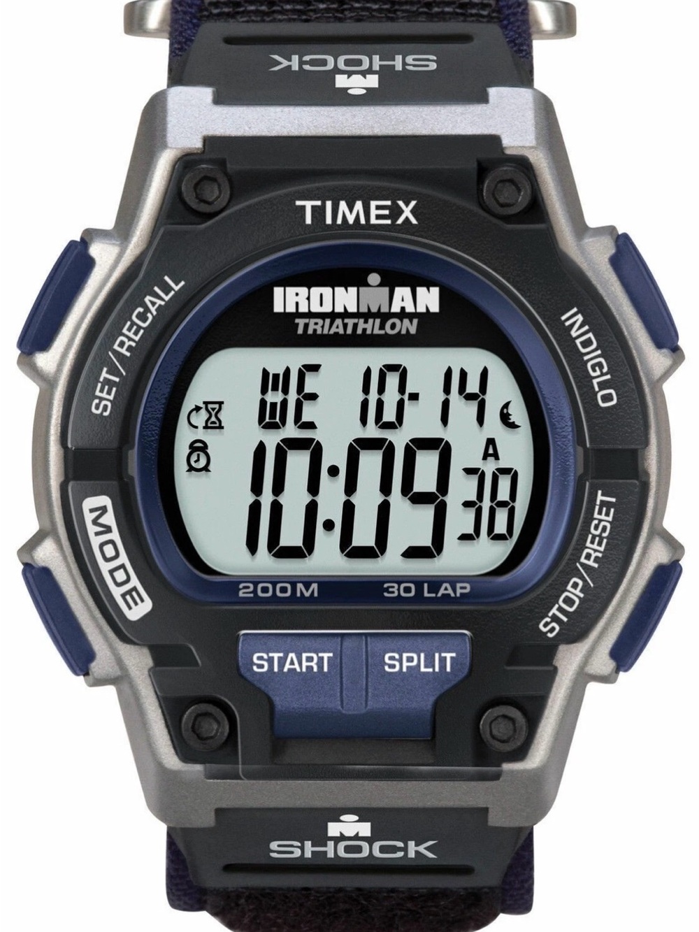 Timex T5K198 Men's Ironman Triathlon Black/Blue Nylon Strap Watch